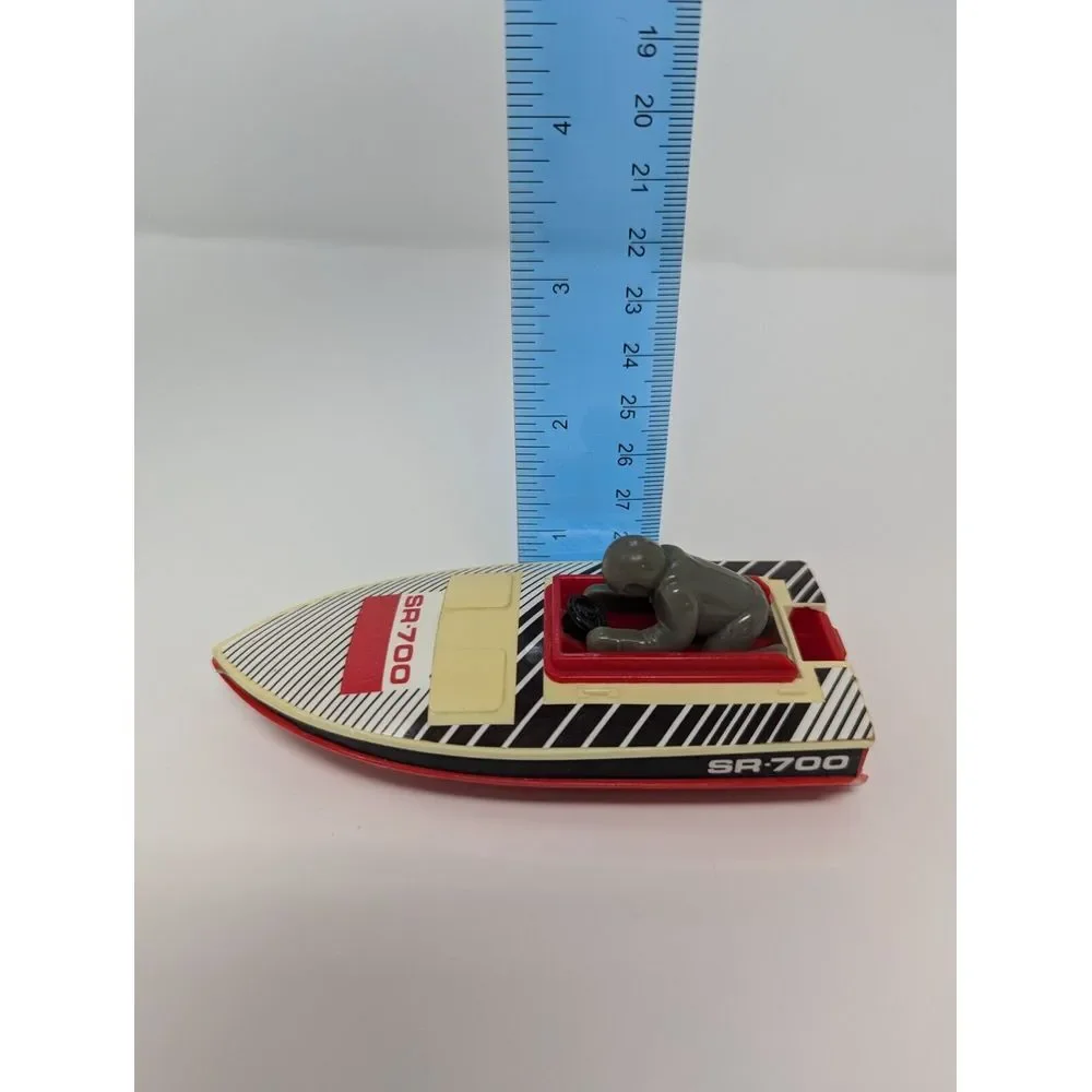 Vintage 1978 Tomy Speed Boat SR-700 Toy Black White Red No‎ Motor Made in China